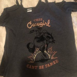 Cute Cowgirl Top Cut Out shoulders with sleeves